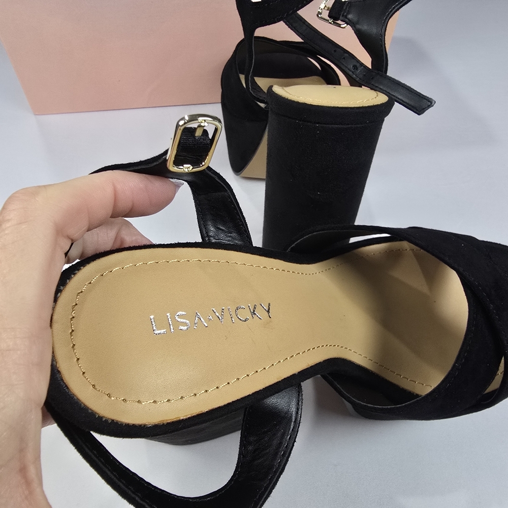 Lisa Vicky Jam Strappy Platform Sandal Block Heel Size 8‎ NEW - Picture 6 of 12